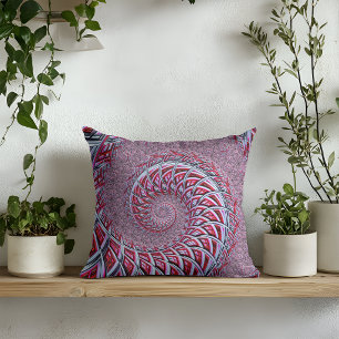 Abstrakt Röd Spiral Fraktal Kudde