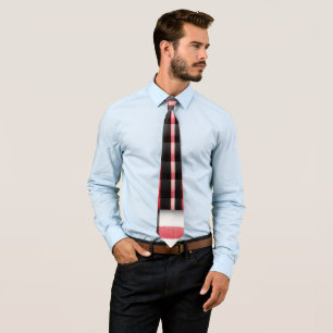 Abstrakt Röd Svart Plaid Modern Samling Slips