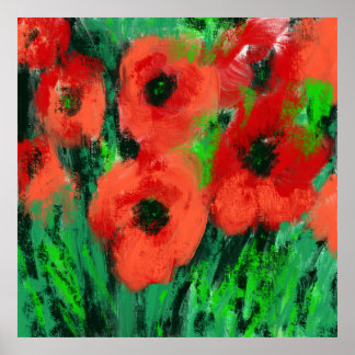 Abstrakt röd vallmo blomsterkonst poster