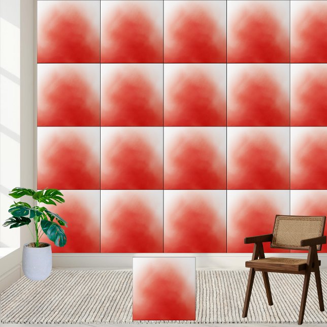 Abstrakt Röd vattenfärg Tvättar keramiskt plattor Kakelplatta (Abstract Red Watercolor Wash Ceramic Tile)