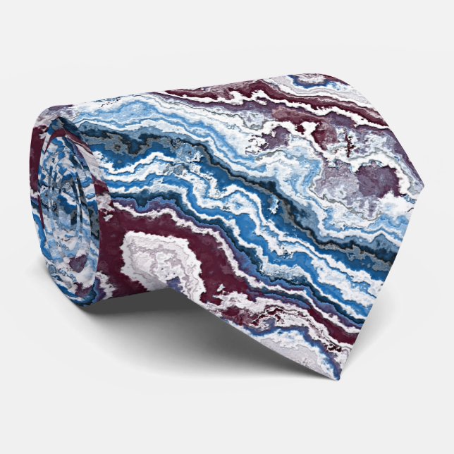 Abstrakt röd vit blå mineraler Agat mönster Slips (Rullad)