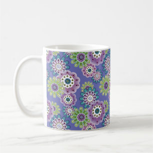 Abstrakt rolig tecknad blommor blommig barn skandi kaffemugg