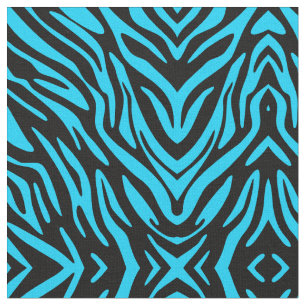 Abstrakt Roligt Blue Zebra Rand Tyg