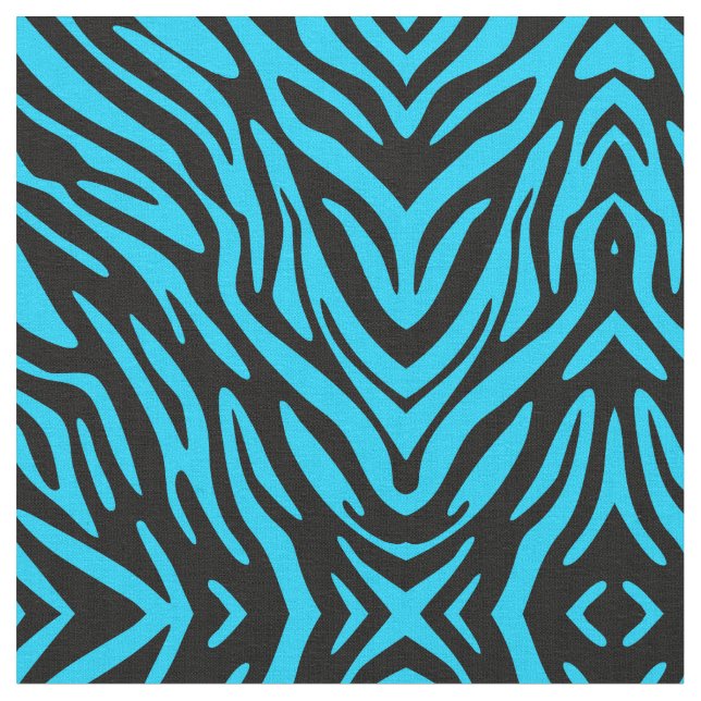 Abstrakt Roligt Blue Zebra Rand Tyg (Närbild)