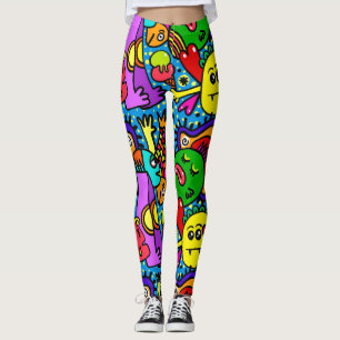 Abstrakt Roligt Färgfläckar Leggings
