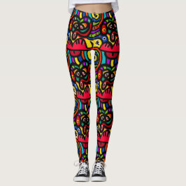 Abstrakt Roligt Färgfläckar Leggings
