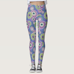 Abstrakt roligt tecknad blommor blommigt Children- Leggings