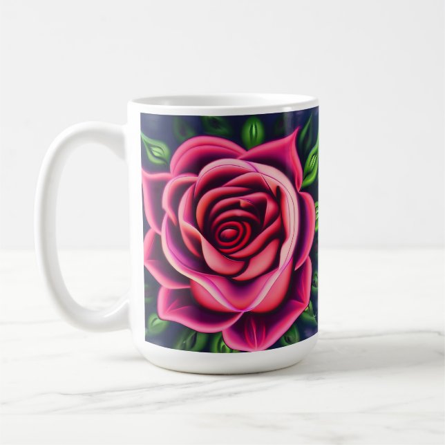 Abstrakt Romantic Rosa ros Bloom Kaffemugg (Vänster)