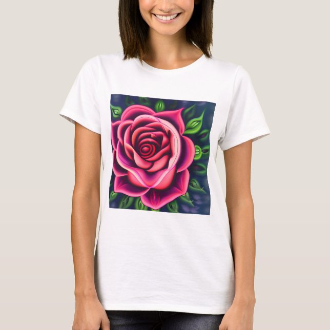 Abstrakt Romantic Rosa ros Bloom T Shirt (Framsida)