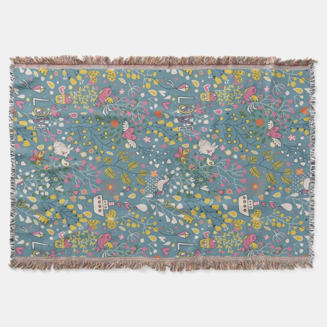 Abstrakt romantiskt mönster med tecknaden mysfilt (Framsidan)