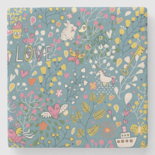 Abstrakt romantiskt mönster med tecknaden underlägg sten