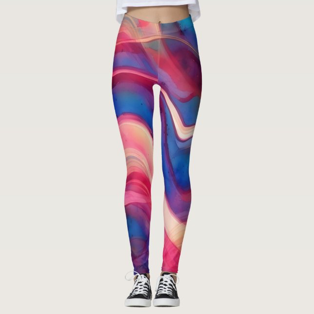 Abstrakt Rörelse Art-färgämnen Leggings (Framsida)
