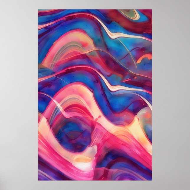 Abstrakt Rörelse Flowing Art Colorful Poster (Framsidan)