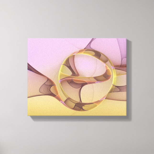 Abstrakt Rörelse Modern Rosa Golden Fractal Art Canvastryck (Framsida)