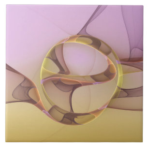 Abstrakt Rörelse Modern Rosa Golden Fractal Art Kakelplatta
