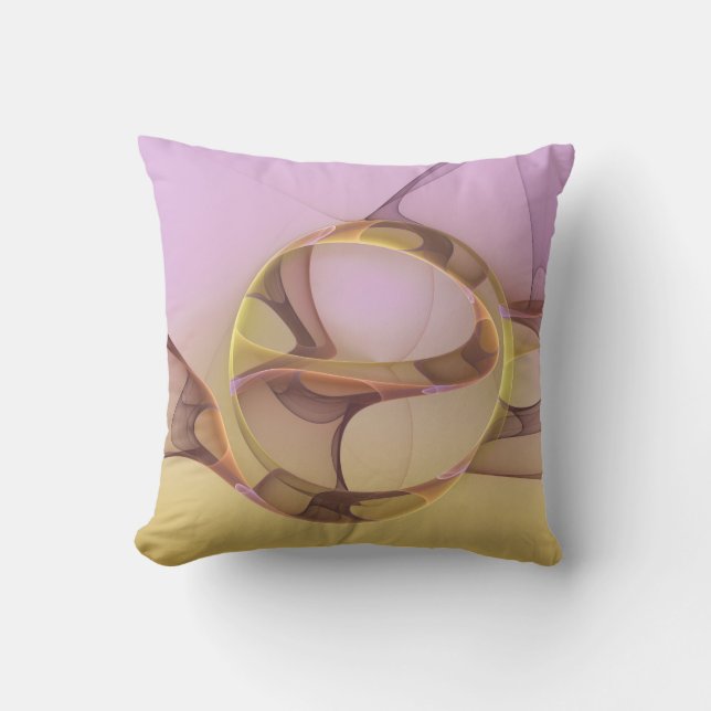 Abstrakt Rörelse Modern Rosa Golden Fractal Art Kudde (Framsida)