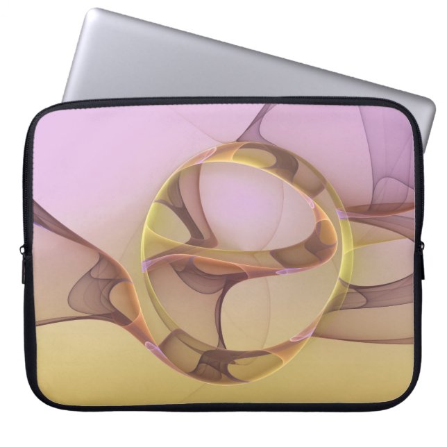 Abstrakt Rörelse Modern Rosa Golden Fractal Art Laptop Fodral (Framsidan)
