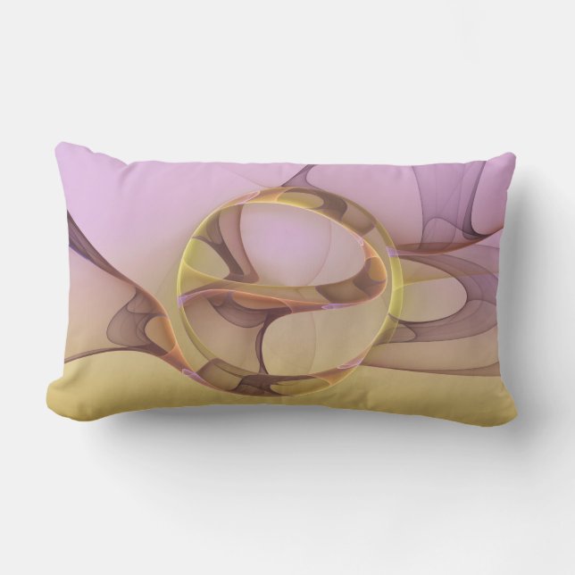 Abstrakt Rörelse Modern Rosa Golden Fractal Art Lumbarkudde (Framsida)