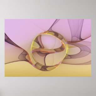 Abstrakt Rörelse Modern Rosa Golden Fractal Art Poster