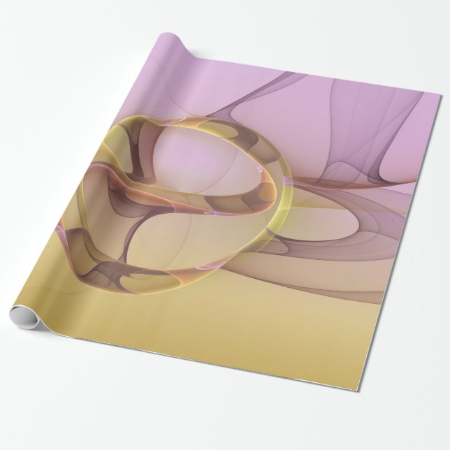 Abstrakt Rörelse Modern Rosa Golden Fractal Art Presentpapper (Utrullad)