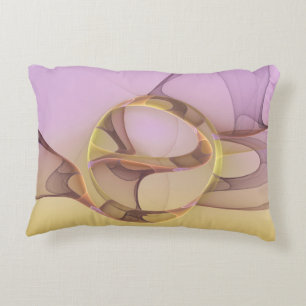 Abstrakt Rörelse Modern Rosa Golden Fractal Art Prydnadskudde