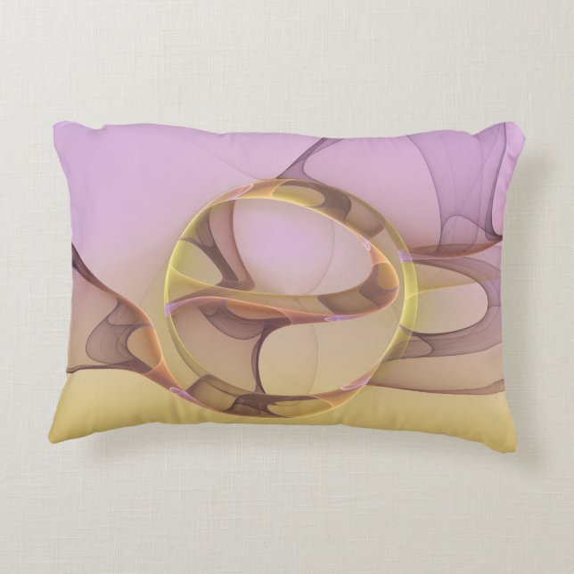 Abstrakt Rörelse Modern Rosa Golden Fractal Art Prydnadskudde (Baksidan)