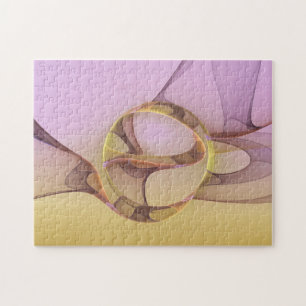 Abstrakt Rörelse Modern Rosa Golden Fractal Art Pussel