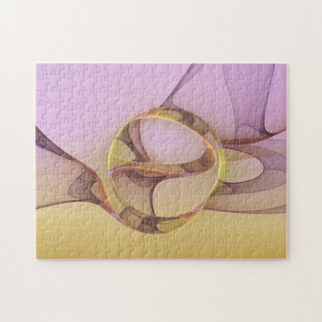 Abstrakt Rörelse Modern Rosa Golden Fractal Art Pussel (Horisontell)
