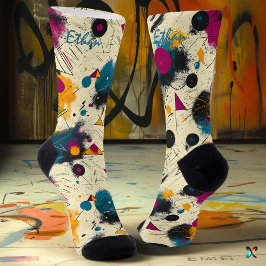 Abstrakt Rörelse Socks i skalning, Magenta och Gul