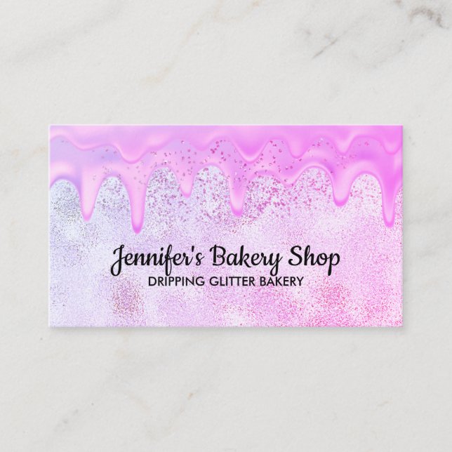 Abstrakt rosa Bakery Pastry Chef Glitz Visitkort (Framsida)