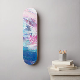Abstrakt rosa blå virvlande konstfärg  mini skateboard bräda 18,5 cm