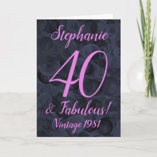 Abstrakt Rosa Black 40 och Fabulous Birthday Kort