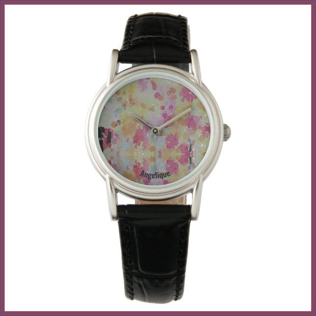 Abstrakt Rosa Black and Gult Armbandsur (Skapare uppladdad)