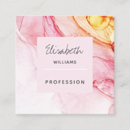 Abstrakt Rosa Bläck Paint Elegant Fyrkantigt Visitkort