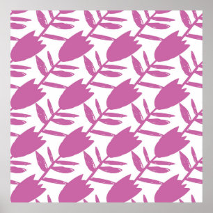 Abstrakt rosa bläckblommor sömlös mönster på poster