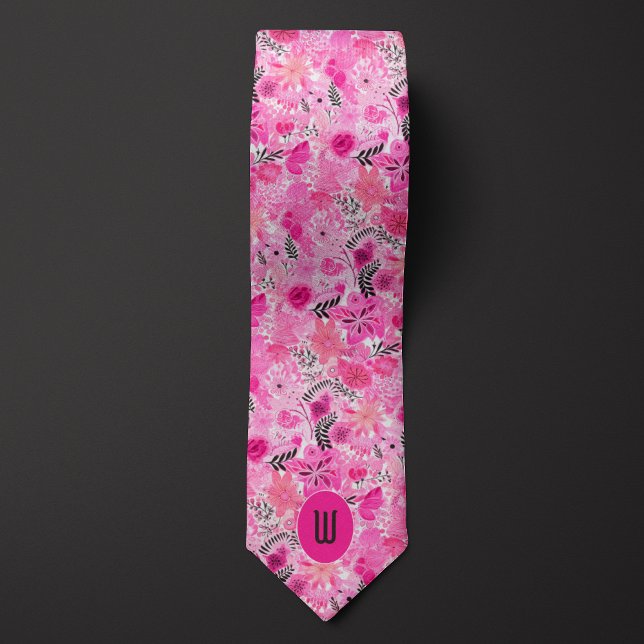 Abstrakt Rosa Blommig Monogram Slips (Skapare uppladdad)
