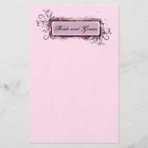 Abstrakt Rosa Blommigt Bröllop Brevpapper