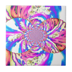 Abstrakt rosa blommigt mandala rosa orchids kakelplatta