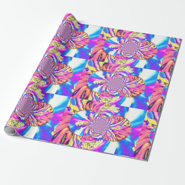 Abstrakt rosa blommigt  mandala rosa orchids presentpapper (Utrullad)