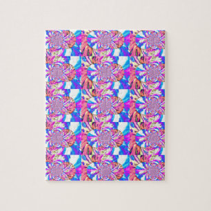Abstrakt rosa blommigt mandala rosa orchids pussel