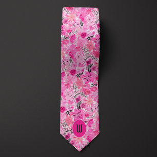 Abstrakt Rosa Blommigt Monogram Slips