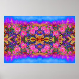 Abstrakt rosa blommigt rosa solrosblomma fält poster