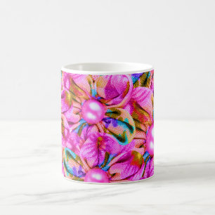 Abstrakt rosa blommor kaffemugg