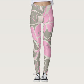 Abstrakt Rosa Blomning Leggings