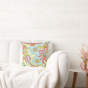 Abstrakt Rosa Blue Butterfly Vinge Dekorativ kudde