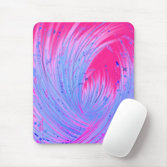 Abstrakt Rosa Blue Enchanted Garden Musmatta (Med mus)