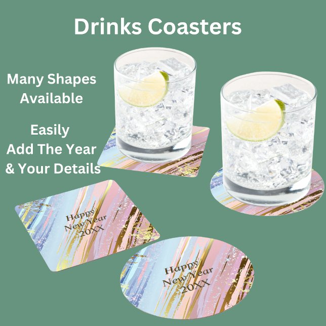 Abstrakt Rosa Blue Guld Gott nytt år 20xx Underlägg Papper Rund (Skapare uppladdad)