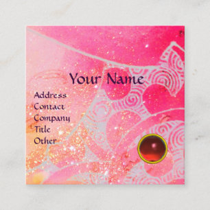 ABSTRAKT ROSA BLUE LILA VÅGAR RED RUBY MONOGRAM FYRKANTIGT VISITKORT