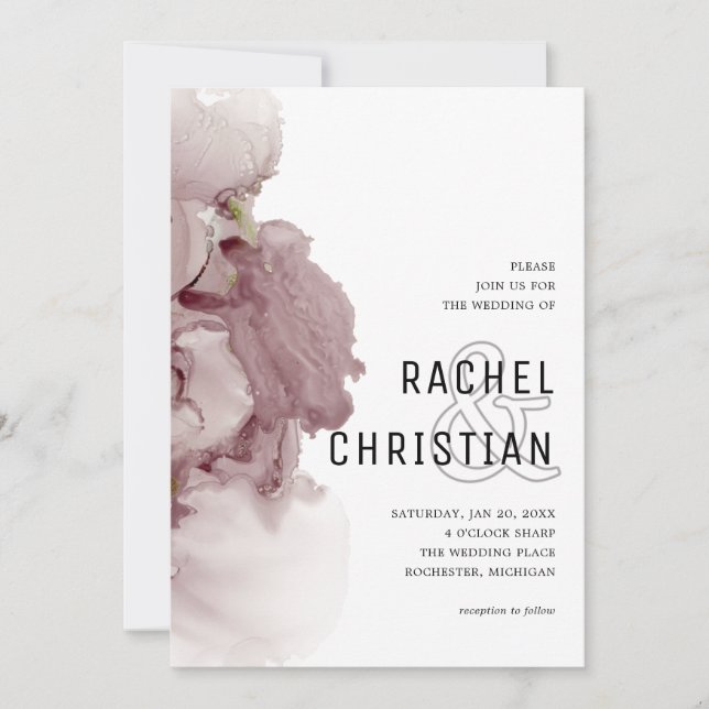 abstrakt rosa bröllop inbjudningar (Framsida)