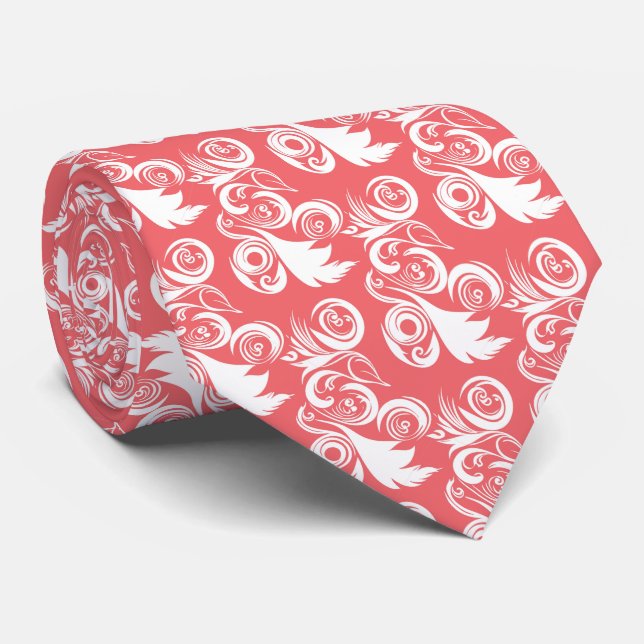Abstrakt rosa bröllop med löv slips (Rullad)